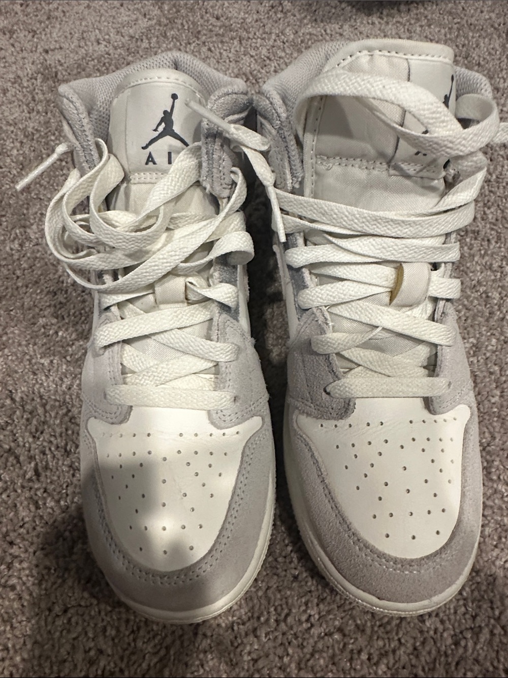 Jordan Kids White and Light Gray High-Top Sneakers